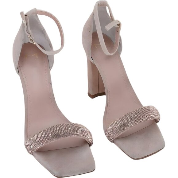 Marc Fischer Suede Ankle Strap Rhinestone Heels Pink Size 9M - Picture 1 of 6